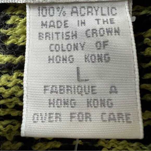 Vintage Express Tricot 90’s Quarter Zip Chevron Black Green Sweater NWT - Picture 10 of 15